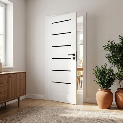 Indvendig Dør Toreno 80 cm Hvid med Sorte Glas