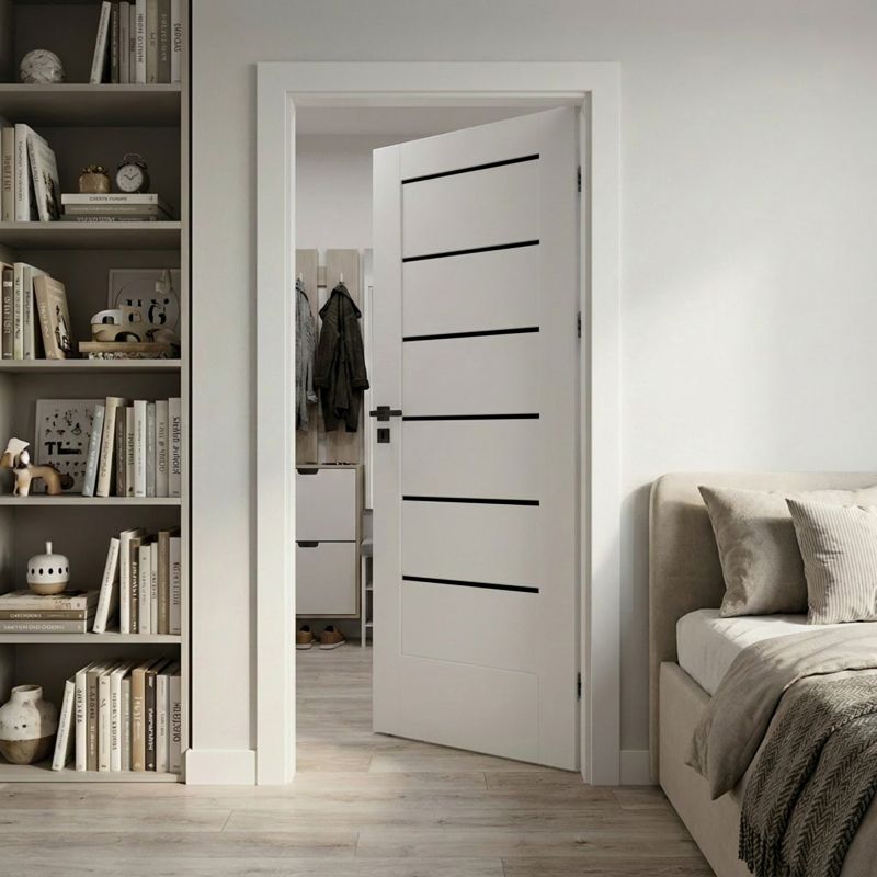 Indvendig Dør Toreno 80 cm Hvid med Sorte Glas