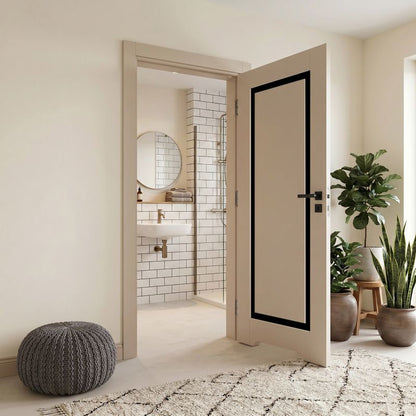 Indvendig dør med ventilationsspalte Fresno 70 cm Sort glas Kashmir