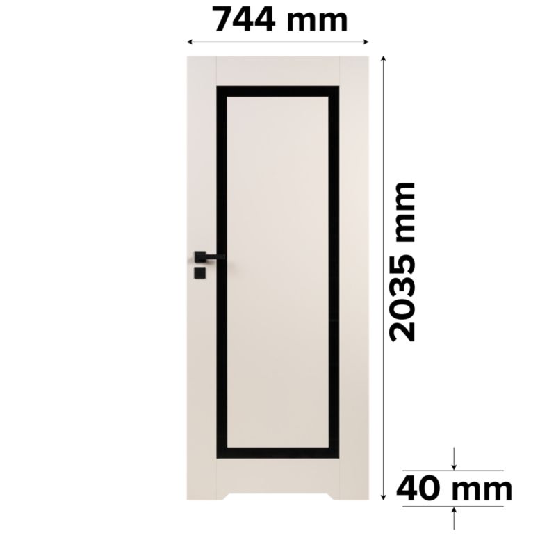 Indvendig dør med ventilationsspalte Fresno 70 cm Sort glas Kashmir