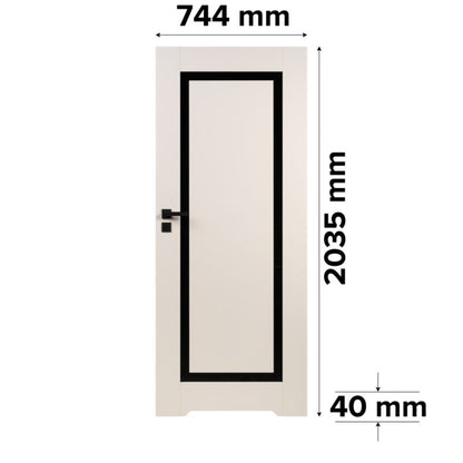Indvendig dør med ventilationsspalte Fresno 70 cm Sort glas Kashmir