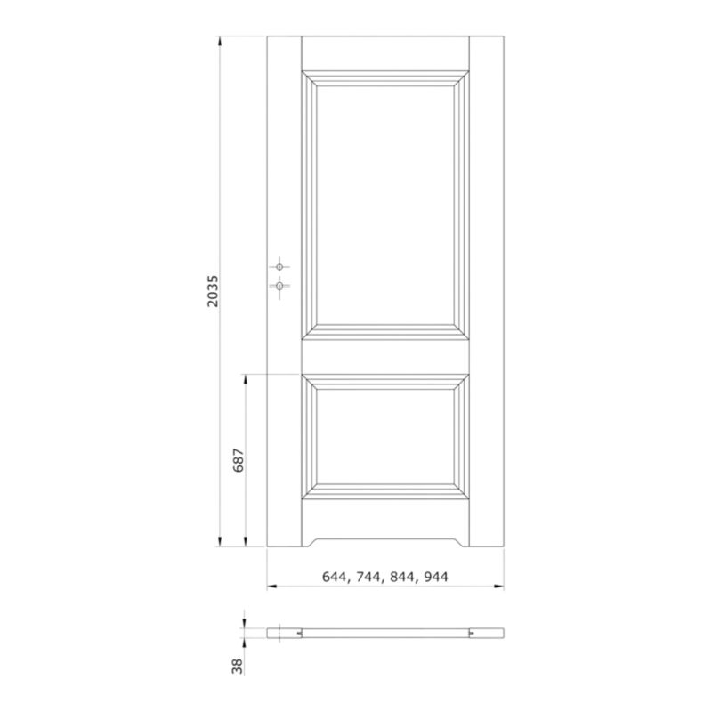 Indvendig dør med ventilationsspalte Surin 70 cm Kashmir