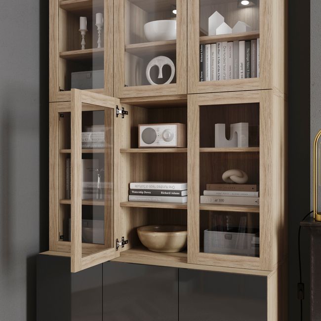 Dør til korpus 37,5 x 75 cm GoodHome Atomia egetræ/transparent glas