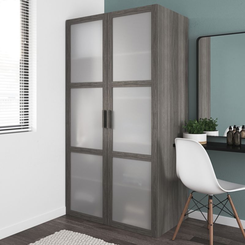 Dør til korpus 50 x 225 cm GoodHome Atomia grå eg/mat hvidt glas