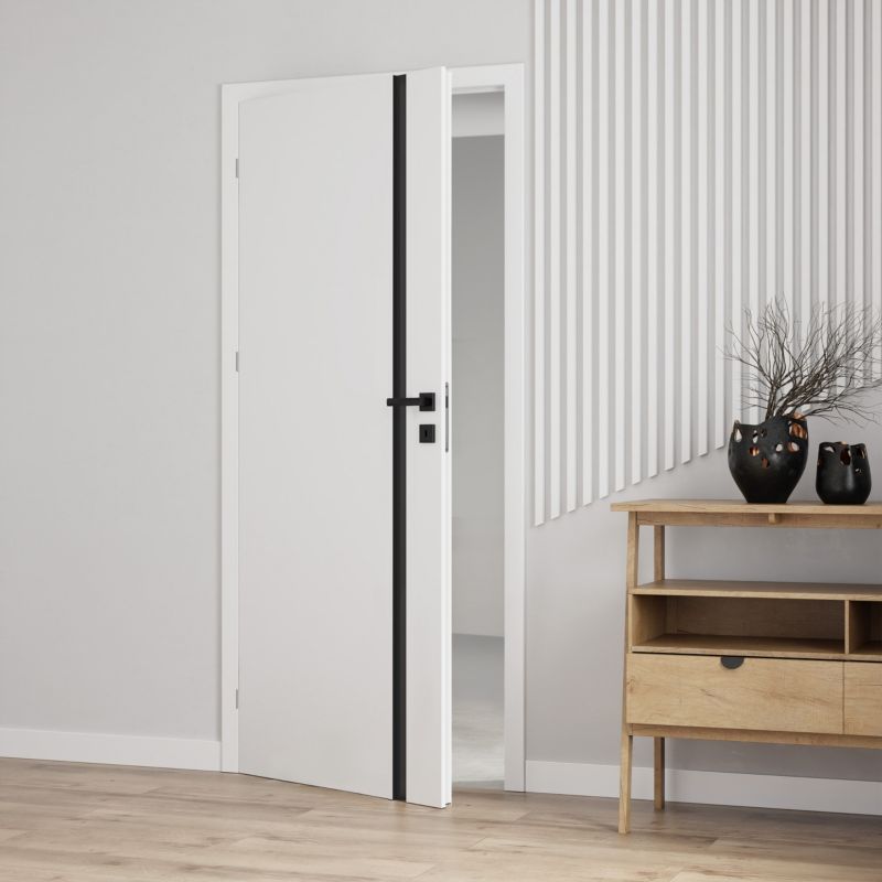 Dør Exmoor 80 Venstre Hvid Sort Glas