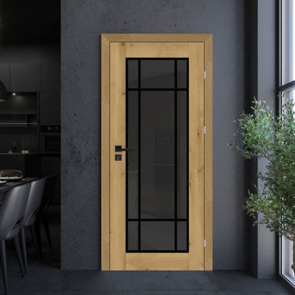 Indvendig Dør Bali 90x203,5 cm Højre Boston Eg Røget Glas