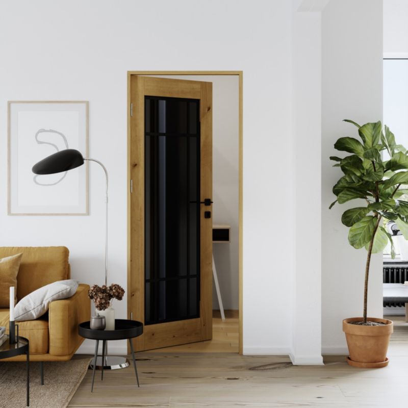 Indvendig Dør Bali 90x203,5 cm Højre Boston Eg Røget Glas