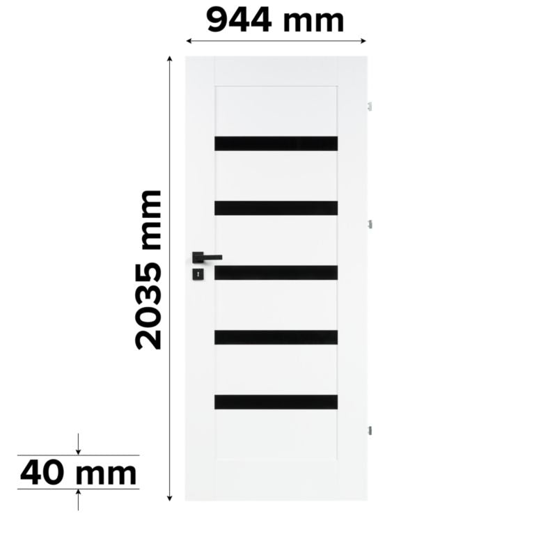 Indvendig Dør med Sort Glas 94x204 cm Hvid | 5063022626417