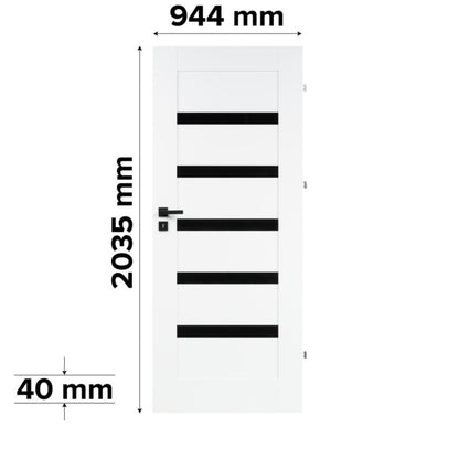 Indvendig Dør med Sort Glas 94x204 cm Hvid | 5063022626417