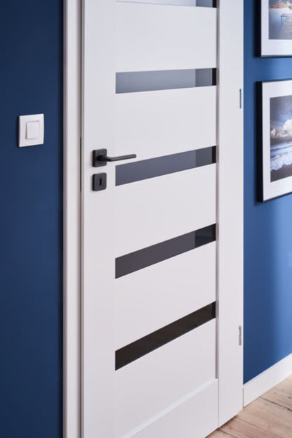 Indvendig Dør med Sort Glas 94x204 cm Hvid | 5063022626417