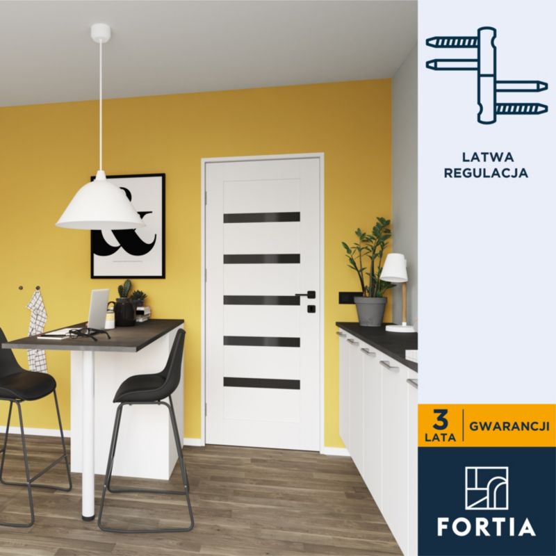 Indvendig Dør med Sort Glas 94x204 cm Hvid | 5063022626417