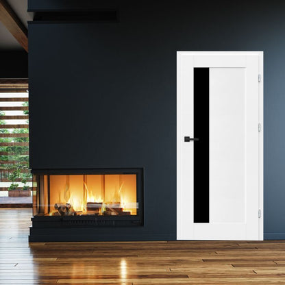 Inderdør Fortia Fado 80 Højre Hvid Premium med Sort Glas