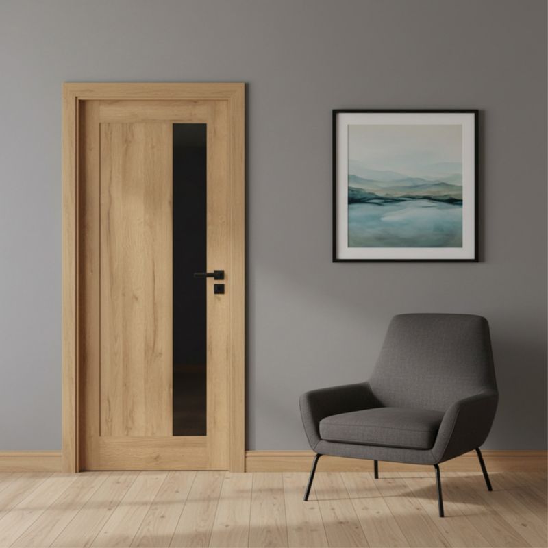 Indvendig dør Fado 80 Højre Egetræ Grandson med Sort Glas