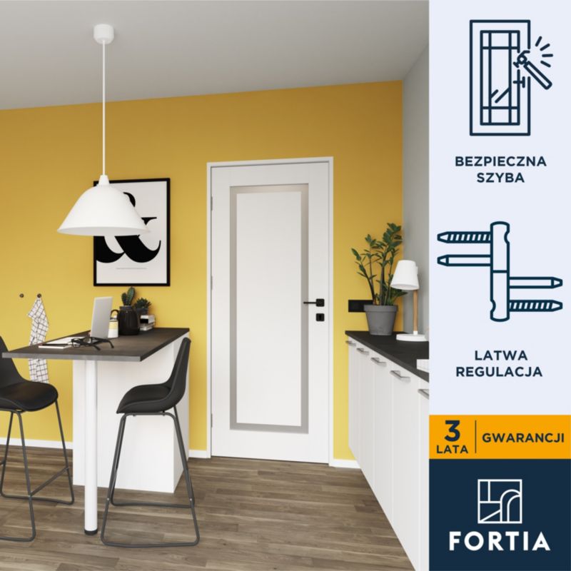 Indvendig dør Fresno 70 Venstre Hvid 2035x744x40 mm