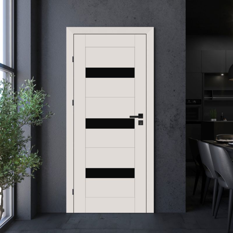 Indvendig dør Fortia Kos 80 cm Venstre Kasjmir Sort Glas