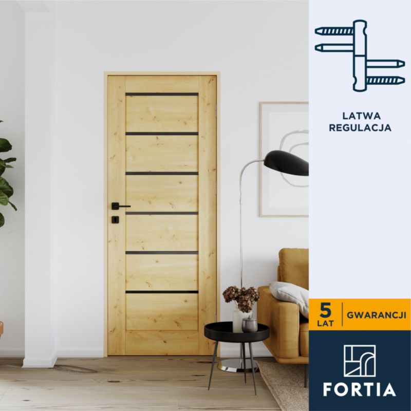 Indvendig dør Fortia Toreno 80 Venstre Boston Eg Sort Glas