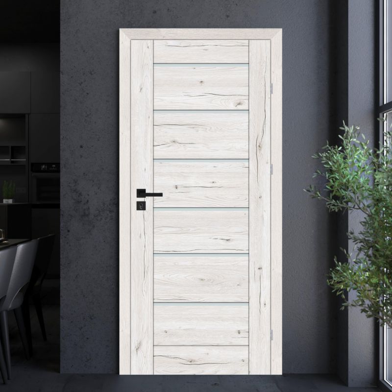 Indvendig dør Fortia Toreno Silver 70 Venstre Slim Hvid Glas