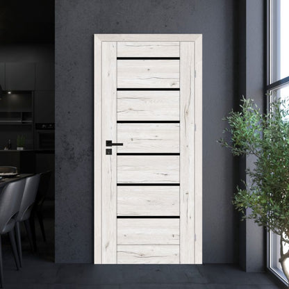 Indvendig dør Toreno Silver 70 Højre Slim Sort Glas