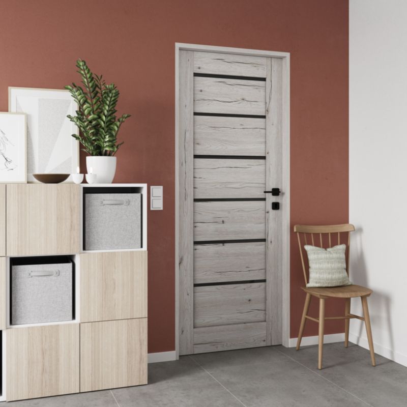 Indvendig dør Toreno Silver 70 Højre Slim Sort Glas