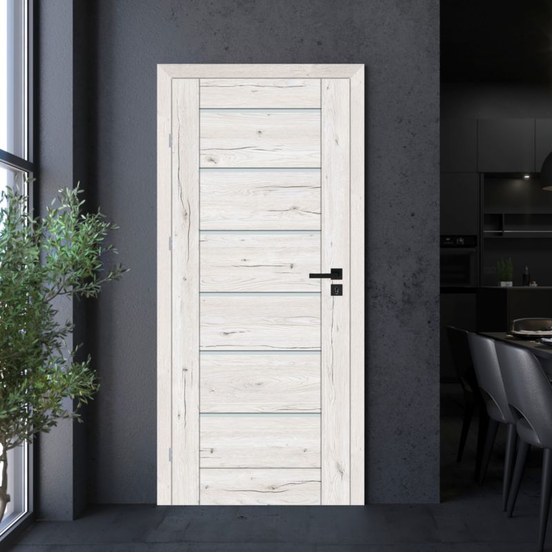 Inderdør Fortia Toreno Silver 80 Venstre Slim Hvid Glas