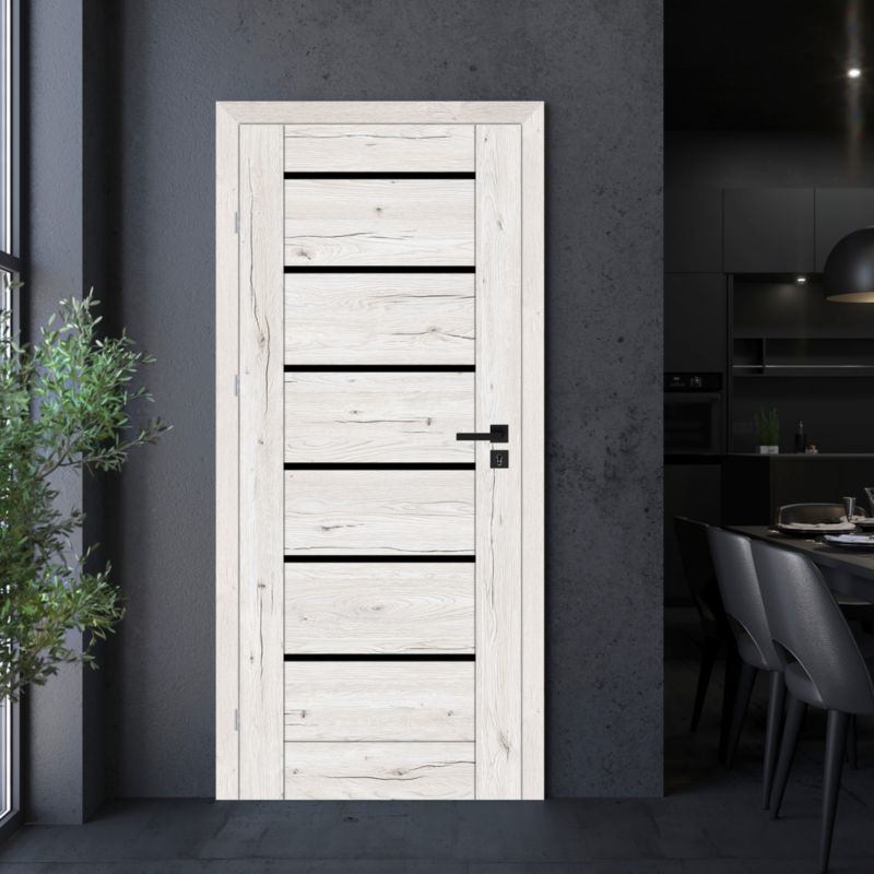 Indvendig dør Fortia Toreno Silver 80 Venstre Slim Sort Glas