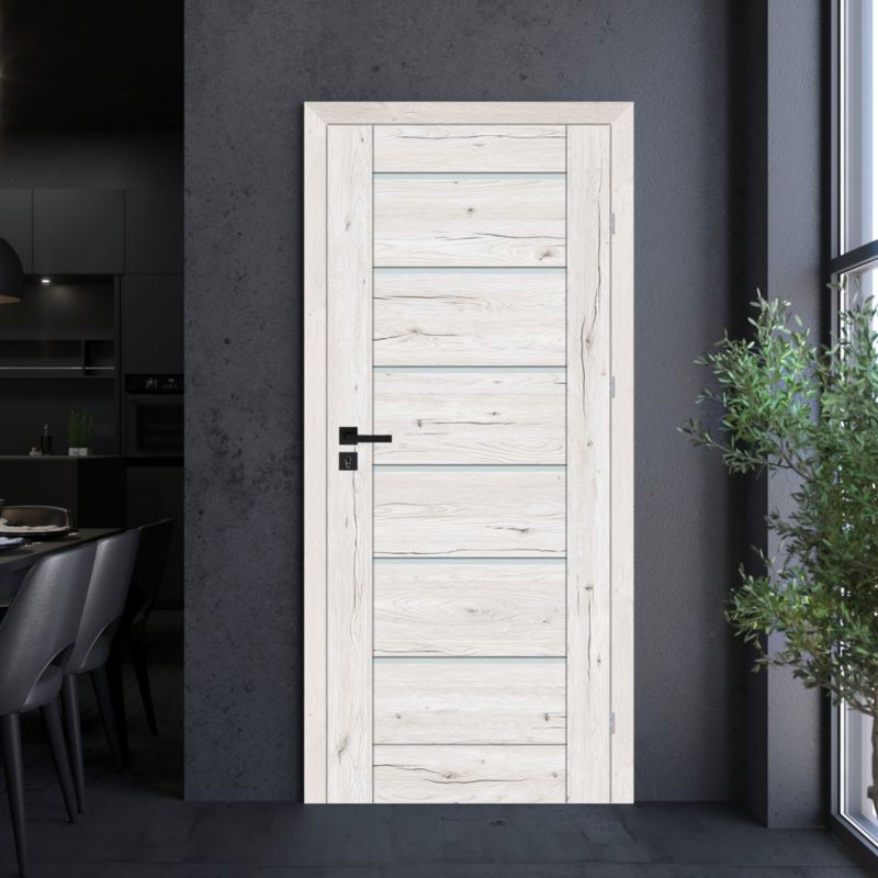 Indvendig dør Toreno 80 cm Højre Slim Hvid Glas