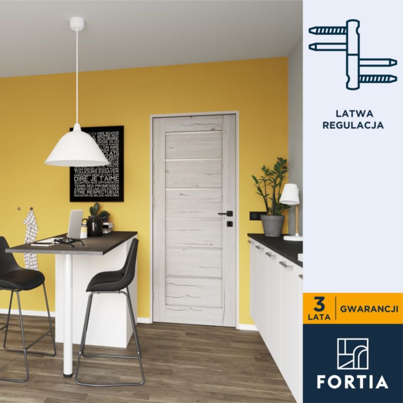 Indvendig dør Fortia Toreno sølv 90 venstre slim hvidt glas