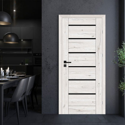 Inderdør Toreno Silver 90 Højre Slim Sort Glas