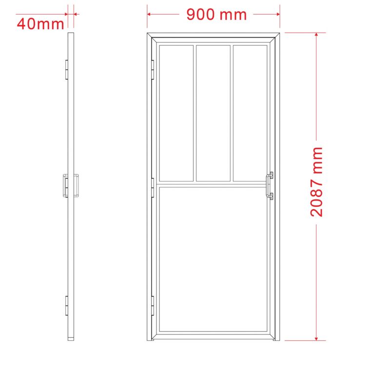 Indvendig dør Industrial 80 cm Venstre Sort