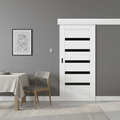 Skydedør Credis 90 cm Hvid Sort Glas