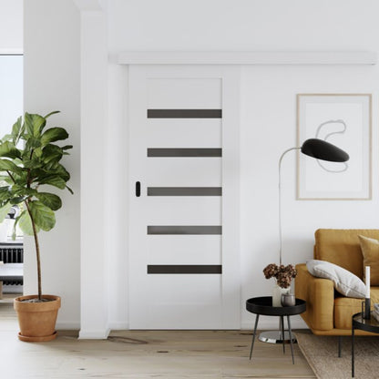Skydedør Credis 90 cm Hvid Sort Glas