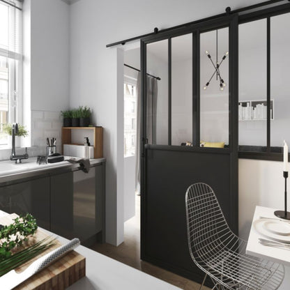 Skydedør Industrial 80 cm Sort Stål