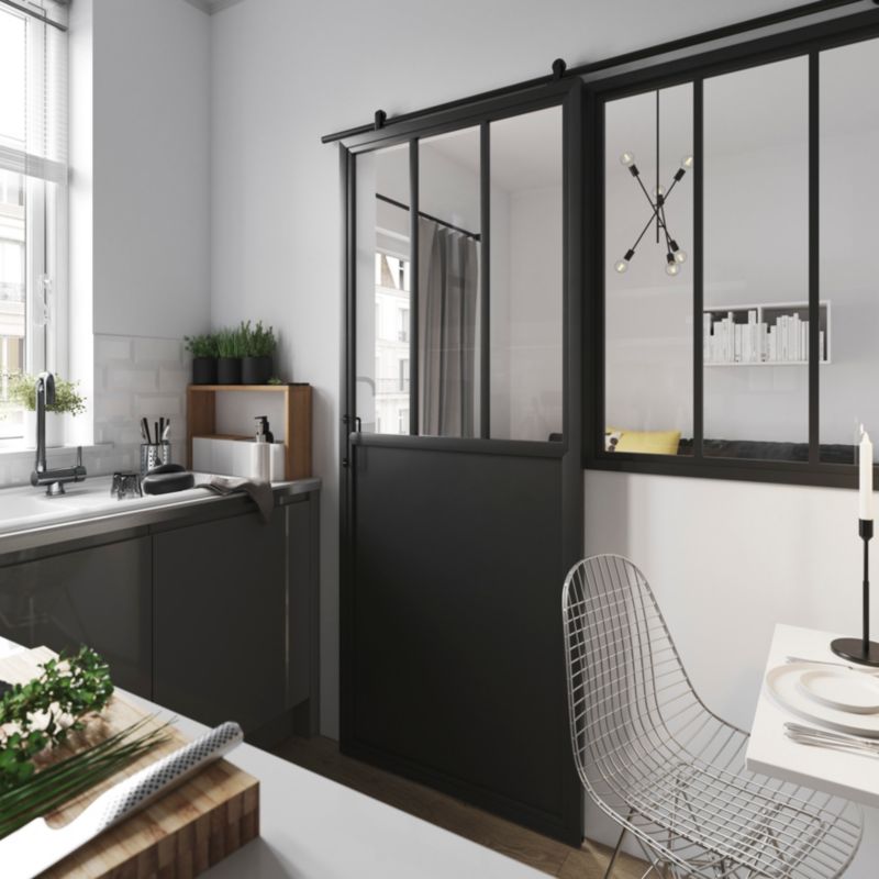 Skydedør Industrial 80 cm Sort Stål