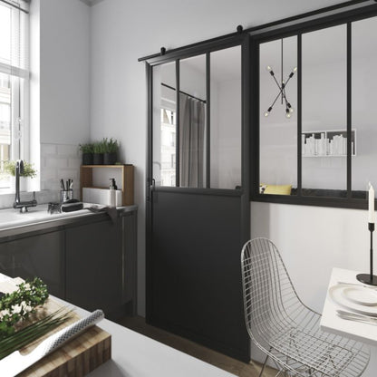 Skydedør Industrial 80 cm Sort Stål