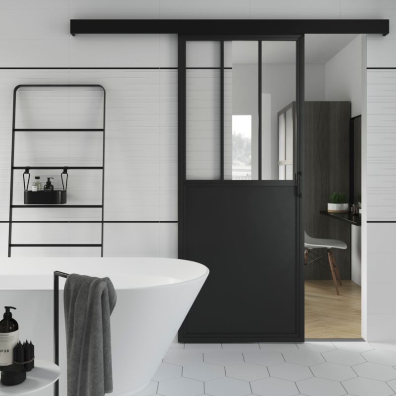 Skydedør Industrial 80 cm Sort Stål