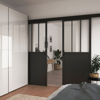 Skydedør Industrial 80 cm Sort Stål