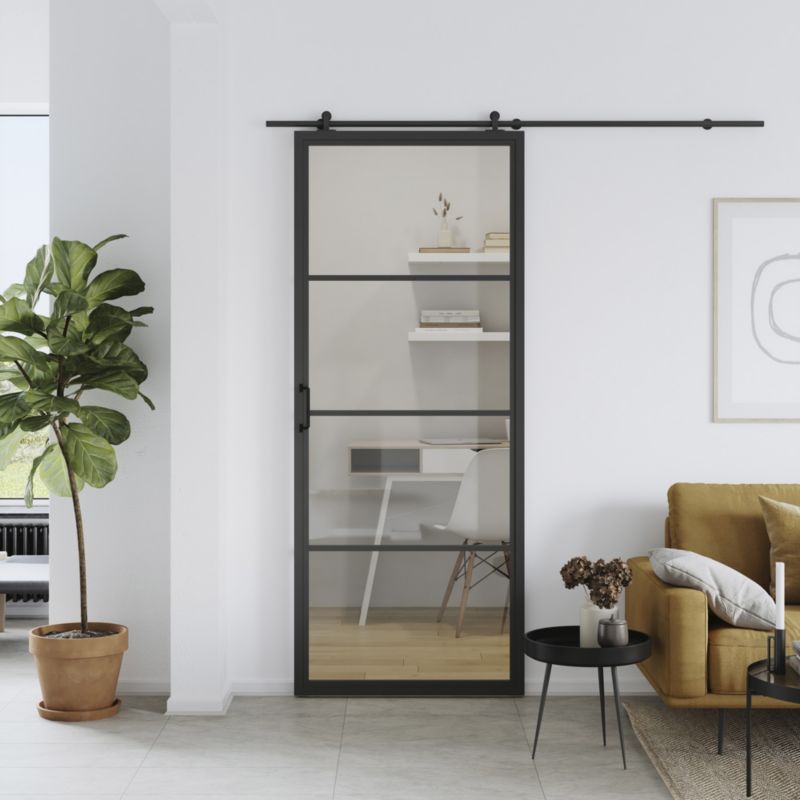 Skydedør Loft 80 cm Sort