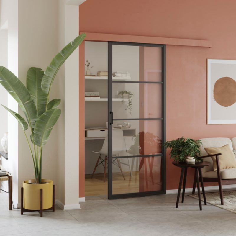 Skydedør Loft 80 cm Sort