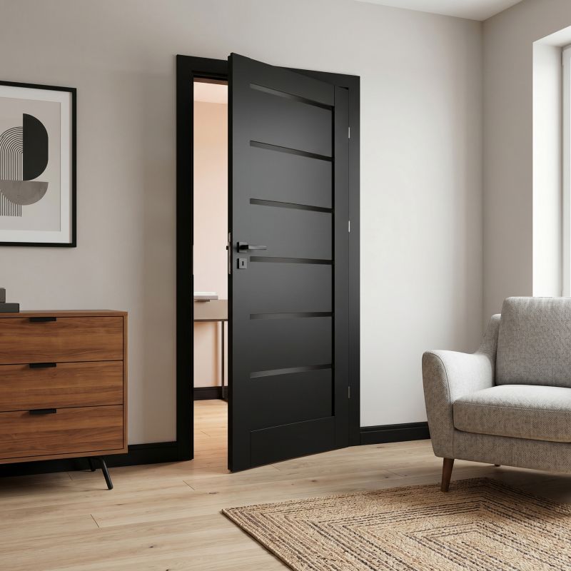 Indvendig dør Stira Door Toreno 70 Højre Sort Premium Sort Glas