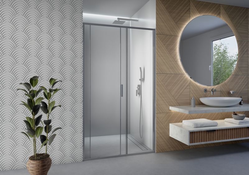 Brusedør 130 cm Skydedør Aluminium Krom