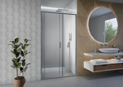 Brusedør 130 cm Skydedør Aluminium Krom