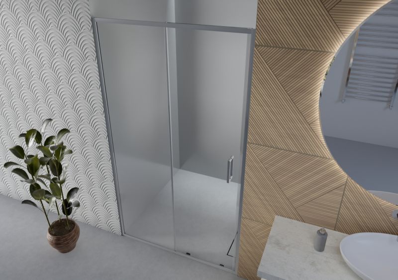 Brusedør 130 cm Skydedør Aluminium Krom