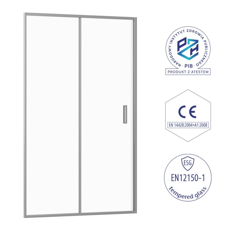 Brusedør 130 cm Skydedør Aluminium Krom