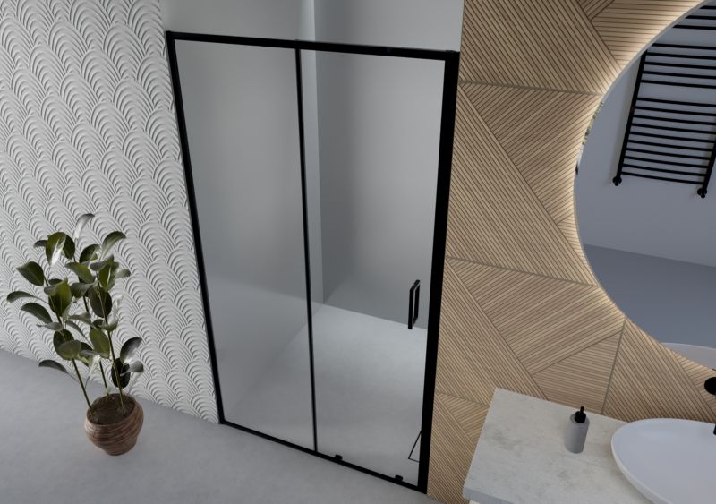 Brusedøre Skydedør 90x190 cm Sort Hærdet Glas 5 mm