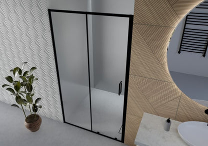 Brusedøre Skydedør 90x190 cm Sort Hærdet Glas 5 mm