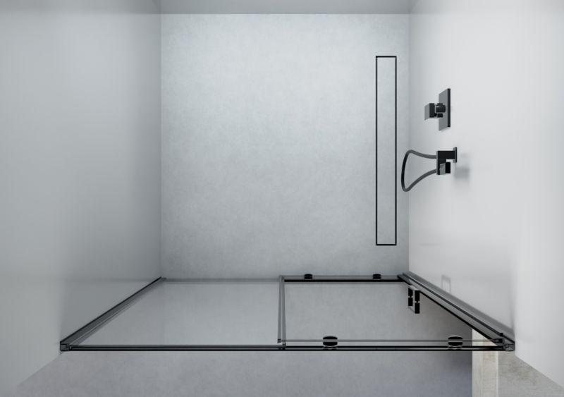 Brusedøre Skydedør 90x190 cm Sort Hærdet Glas 5 mm
