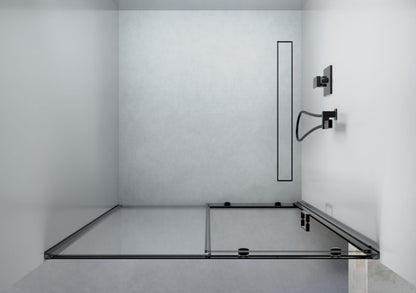 Brusedøre Skydedør 90x190 cm Sort Hærdet Glas 5 mm