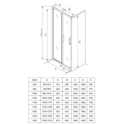 Brusedøre Skydedør 90x190 cm Sort Hærdet Glas 5 mm