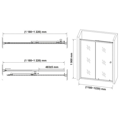 Brusedør i niche 118-122 cm Hærdet Glas Blank Krom