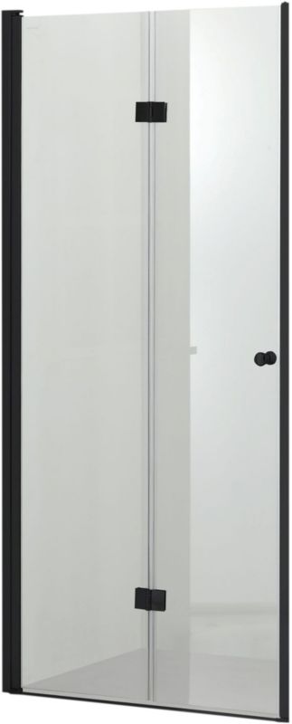 Foldebrusedør 90 cm Mat Sort med Klart Glas